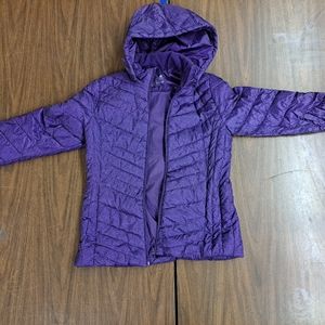 Xersion purple print puffy jacket - P1